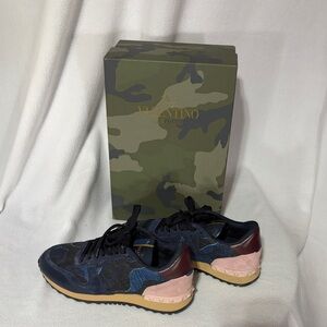 Valentino Garavani Black and Blue Sneakers